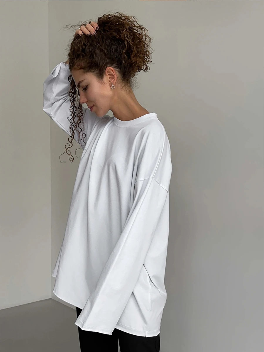 Hirsionsan Basic O-neck 100% Cotton T Shirt Women Loose Oversized Pullover Chic Cusual Tees Female Tops Girl Clothing 11 Colors