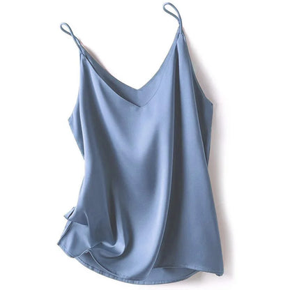 20246 Summer Camisole Slim Vest Sexy Women Sleeveless V-Neck Gray Tee Tank Tops Female Solid Black/White Korean Crop Tops Y2k
