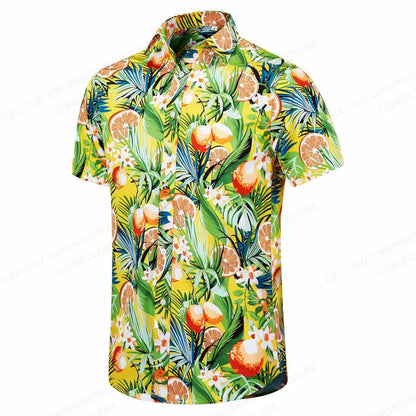 Floral Hawaiian Shirt Tropic Leaf 3d Printed Shirts Men Women Fashion Oversized Blouse Men's Vocation Lapel Beach Camisas