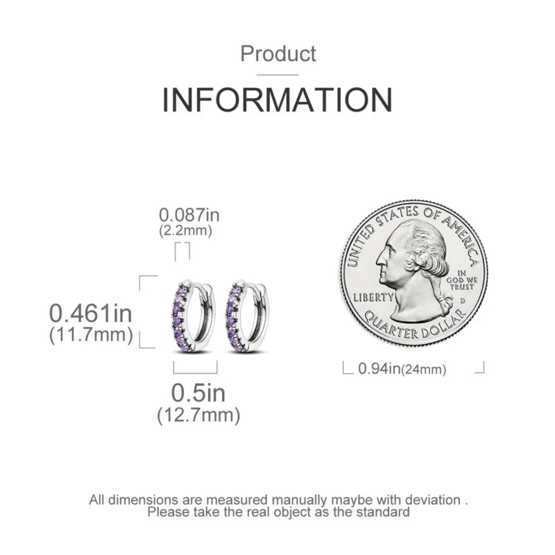 MISEFF Real 925 Sterling Silver Earring Gradual Change Green Blue Colored Zircon Hoop Earrings Engagement Wedding Jewelry Gifts