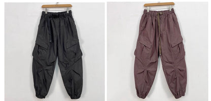 Korean Techwear Cargo Pants Men Spring Summer Quick Dry Lightweight Streetwear Casual Loose Fit Tapered Joggers Hip Hop Trendy