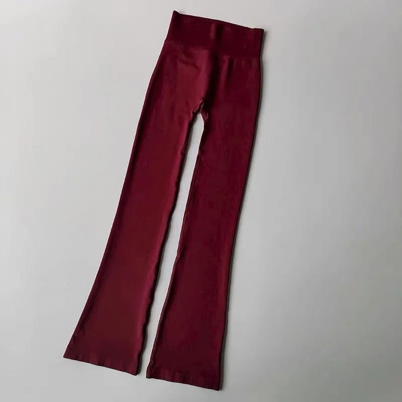 High Waisted Compression Without Awkward Lines Micro Flared Yoga Outdoor Wear Seamless Elastic Fitness Pants Lifting Leggings