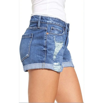 Summer Students Denim Shorts Women 2025 Female Harajuku Cotton HOLE Jeans Ladies Elastic Pockets Harem Trousers Short Pants