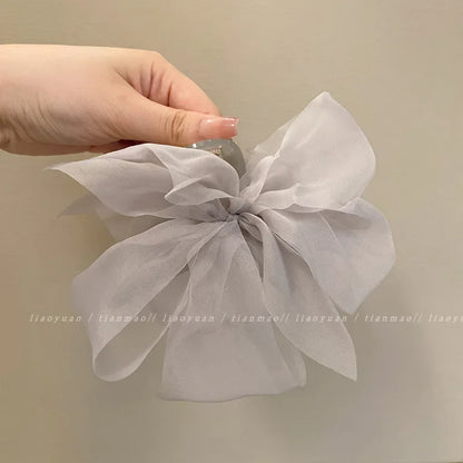 New Mesh Bow Grip Clip Female Ponytail Braid Hair Claw Clip Elegant Girl Hair Clip Hair Accessories Gift Headdress