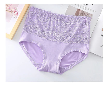 6pcs Women's Panties High Waist Underwear Large Size Fashion Girls Briefs Plus Size Breathable Lace Panty Female Lingerie