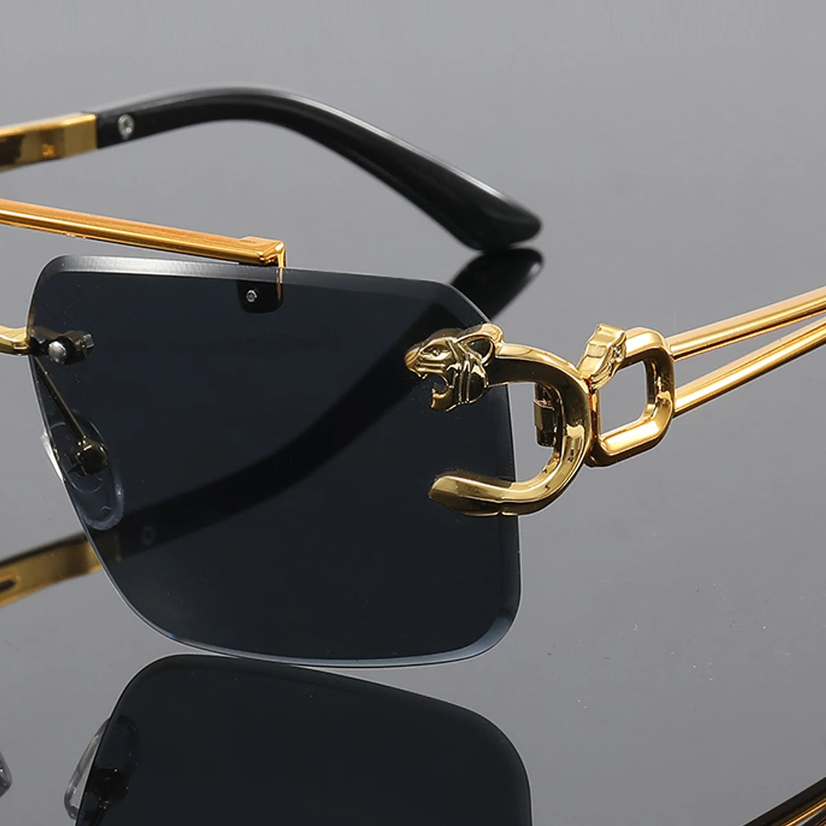 Retro Rimless Sunglasses - Unisex Square UV400 Protection Stainless Steel Frame Eyewear