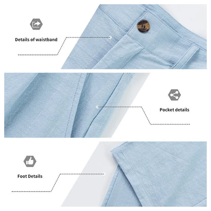 Linen Casual Pants - Men’s Striped Straight-Leg Breathable Loose Trousers for Spring