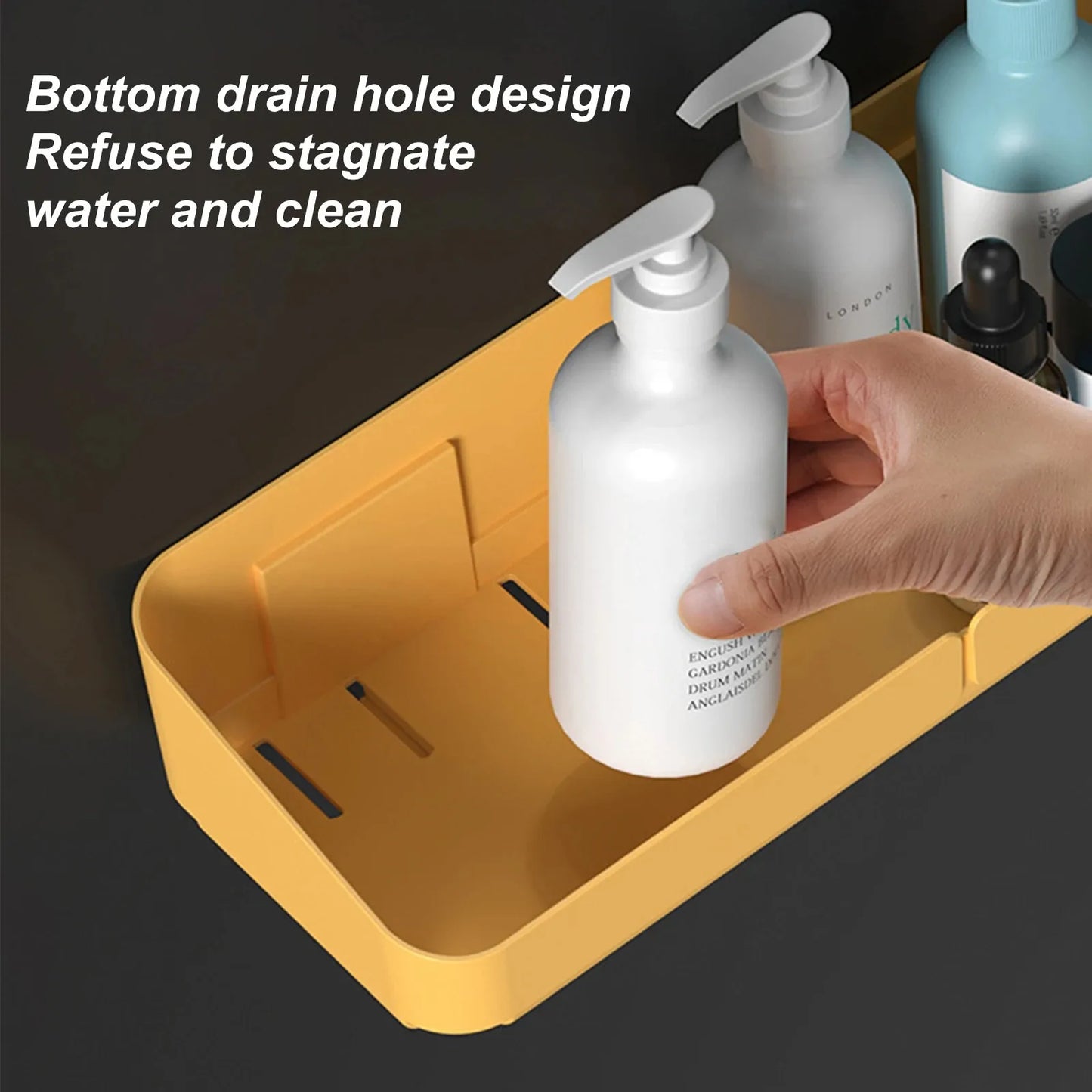 Bathroom Kitchen Wall Shelf - No-Drill Makeup  Shampoo Organizer