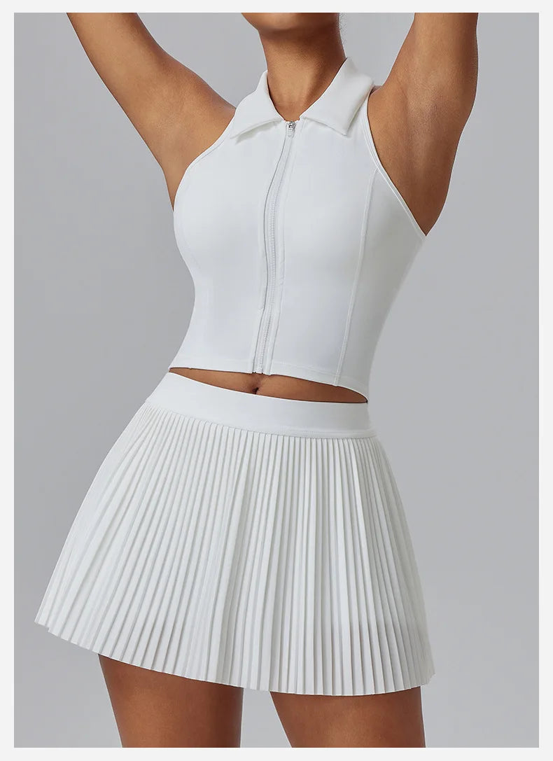 Women Sports Skirt High Waist Pleated Athletic Quick Dry Fabric Floral Print Tennis Fitness Summer