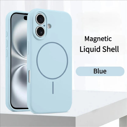Magnetic Original Liquid Silicone Phone Case For iPhone 15 14 16 Plus 12 13 16 17 Pro Max Funda For Magsafe Protector Soft Cover