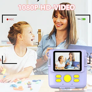 Instant Print Camera - Kids Digital Camera with 1080P HD Video, Waterproof & Shockproof Toy