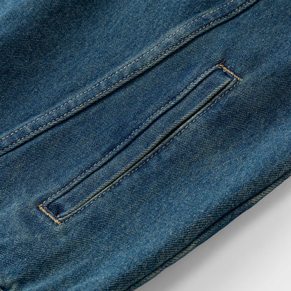 Men's Casual Non-Stretch Denim Jacket High Street Style Zipper Loose Workwear Jacket Plus Size Trendy Streetwear Top