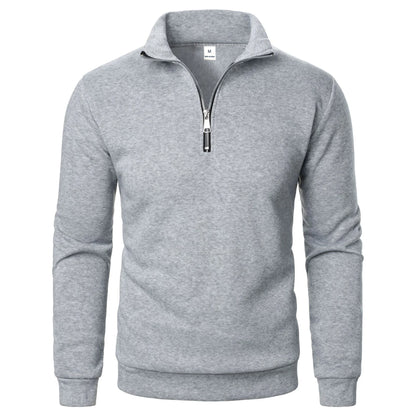 Spring and Autumn new casual half zipper stand up collar hoodie trend simple and loose oversized fleece men's hoodie