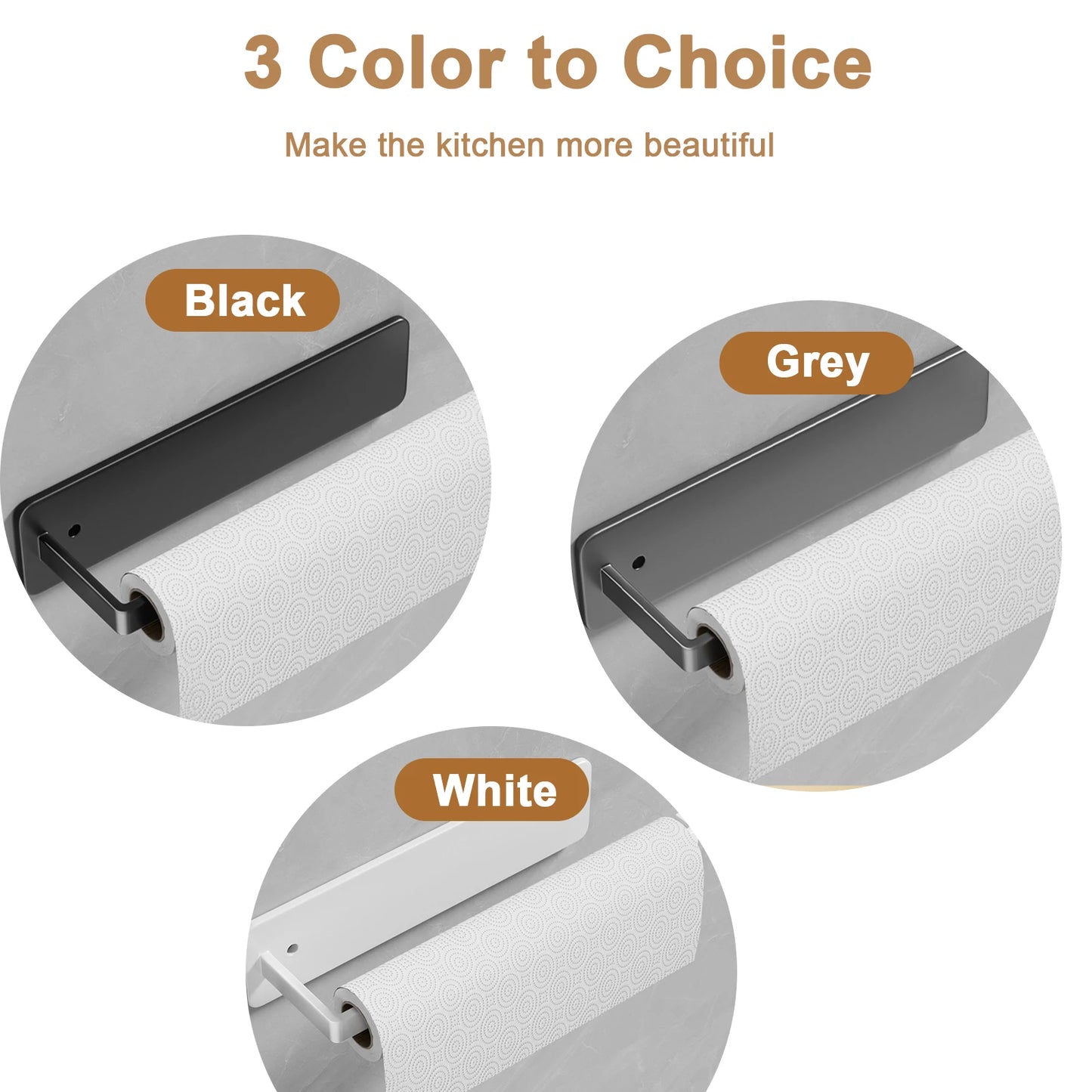 Paper Towel Holder - Adhesive Tissue Hanger & Toilet Paper Dispenser | Kitchen Towel Rack