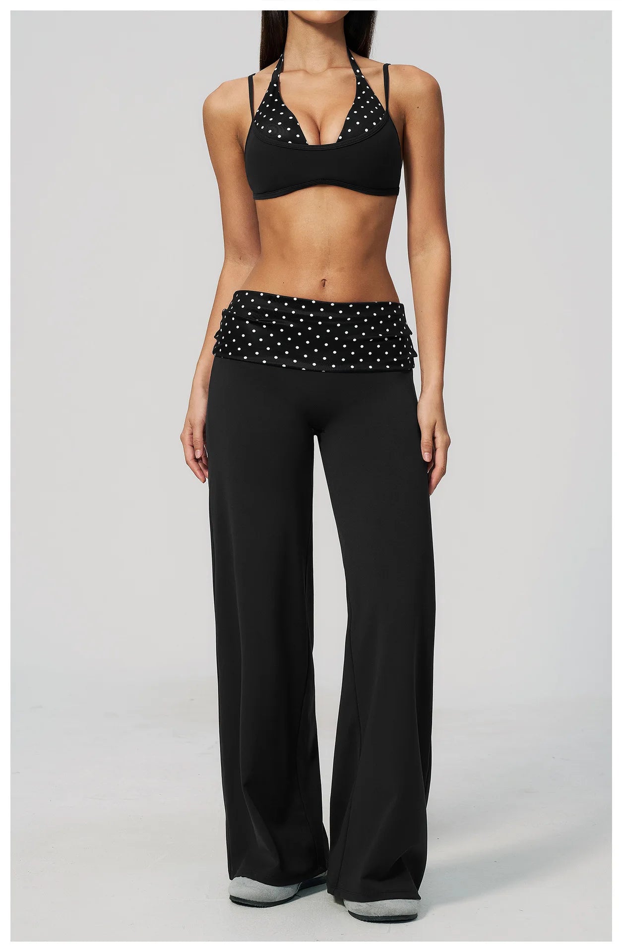 Women's Wide Leg Yoga Pants Breathable Sports Fitness Bell-bottoms High Waist Striped Yoga Pants Polka Dot Workout Flared Pants