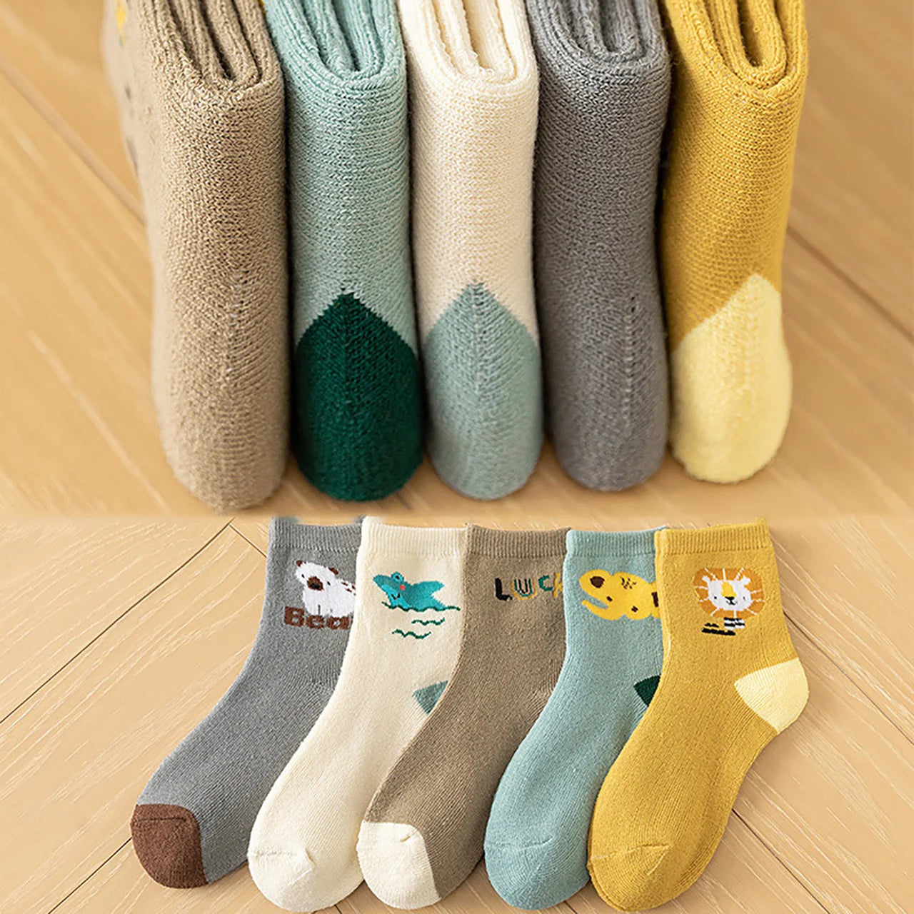 Thick Warm Floor Socks For Kids Plush Loop Mid Tube Socks Winter Boy Long Sock Children Thermal Footwear Cute Cartoon Baby Socks
