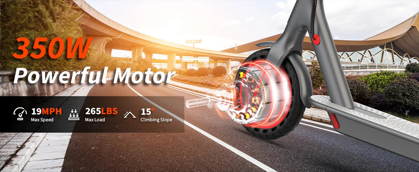 8.5inch Solid Tire Electric Scooter 10.5Ah 19mph Max Speed Smart APP Control 21miles Max Range Foldable E-Scooter for Adult