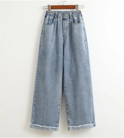 Spring Fall Casual Oversize Denim Pants 2026 Plus Size Hight Waist Wide Leg Jeans Women Korean Streetwear Washed Pants