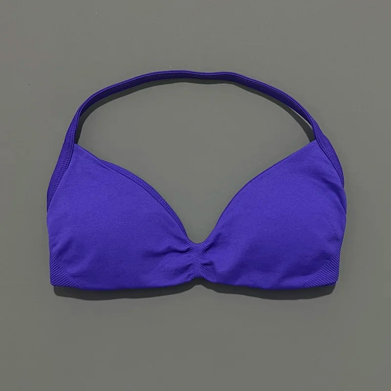 Impact Sports Bra - High Support Strappy Halter Bra With Removable Pads