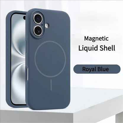Magnetic Original Liquid Silicone Phone Case For iPhone 15 14 16 Plus 12 13 16 17 Pro Max Funda For Magsafe Protector Soft Cover