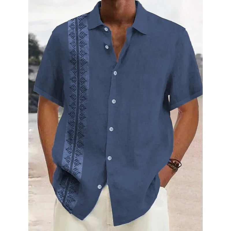 2024 Men's Gradient Striped Shirt Slim Breathable Fashion Short-sleeved High-quality Design Casual Button-down Shirts Male