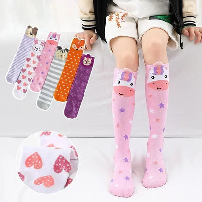 3-12Y Sweet Baby Kids Cotton Warmer Knee High Long Kawaii Socks Cartoon Animal Lovely Princess Girls Children Todder Stockings