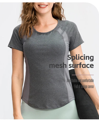 Women Yoga Tops - Breathable Quick Dry Short Sleeve Fitness Running Shirt