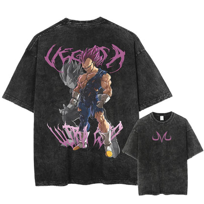 T-shirt Men's Street Clothing Dragon Ball Cartoon Pattern Vintage T-shirt Neutral Casual White Cotton Women T-shirt Top