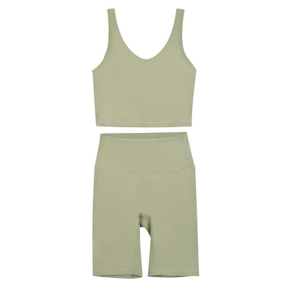 2026 Yoga Women's Bra With U-shaped Back Sets Fitness Running Summer Breathable Quick Drying Fixed Vest Five-point pants