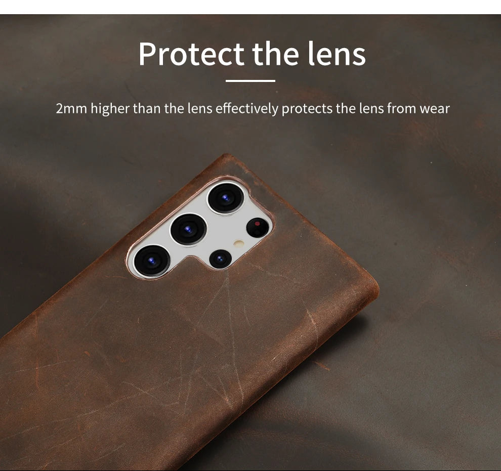 Leather Phone Case – LANGSIDI Genuine Pull-Up Retro Cover for Samsung Galaxy S25 Ultra