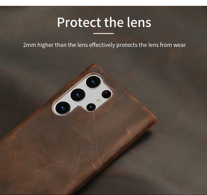 Leather Phone Case – LANGSIDI Genuine Pull-Up Retro Cover for Samsung Galaxy S25 Ultra
