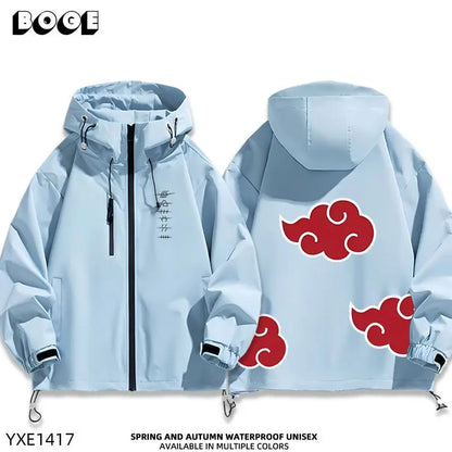 Naruto Shippuden Akatsuki Organization Cartoon Jacket 2D Student Couple Hooded Coat Jacket Top Anime Peripheral Wholesale