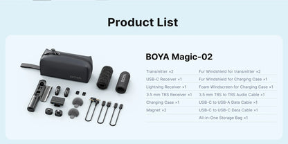 BOYA BOYA Magic Wireless Lavalier Microphone 4 Forms in 1 Mic for iPhone Android USB-C Phone Camera for Interview Live Streaming