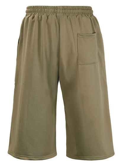Men's Loose Street Style 7/8 Length Shorts Summer Casual Sports Elastic Waistband Pleated Hem Strong Draped Look