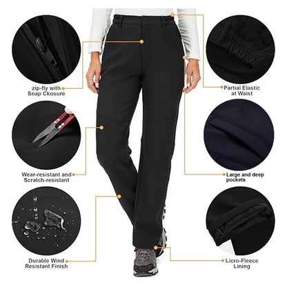 Windproof Thermal Pants for Women, Soft Trousers for Hiking, Camping, Outdoor Sports, Mountain Climbing, Travel, Winter