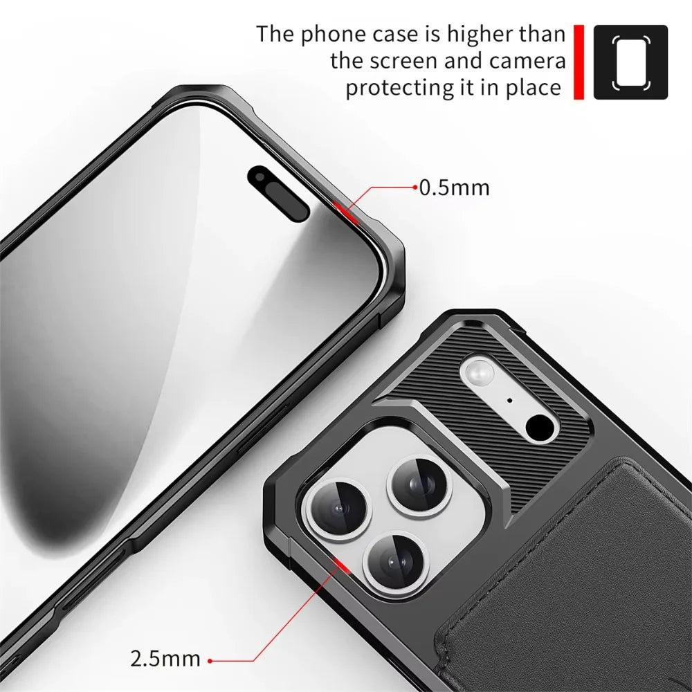 Wallet Phone Case Card Holder for Apple IPhone 17 Air 16E 16 15 14 Plus 13 12 Pro Max Hybrid Rubber Bumper Back Flip Cover