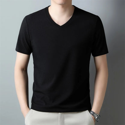 Men's V Neck T-Shirt – Lightweight Summer Shirt With Breathable Waffle Texture