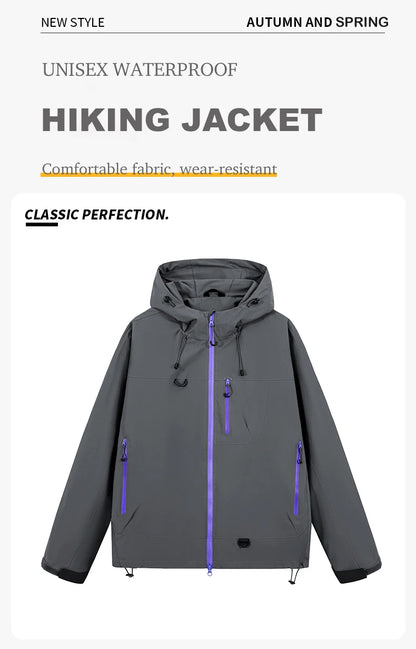 Waterproof Hiking Jacket – Lightweight Polyester Windbreaker With Storm Hood