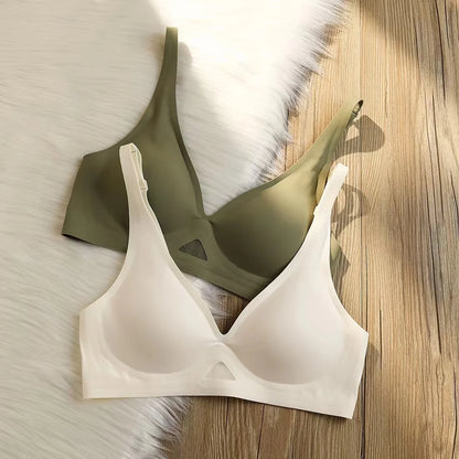 Push Up Bra Seamless Bras Wire Free Padded For Women U Shape Back V Neck