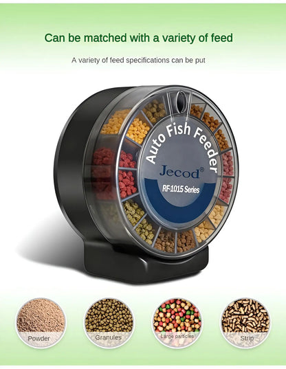 Automatic Fish Feeder｜Dual Moisture-Proof Bins｜100ml Capacity｜Precise Timing｜Anti-Jam Multi-Feed Compatible｜Easy to Clean