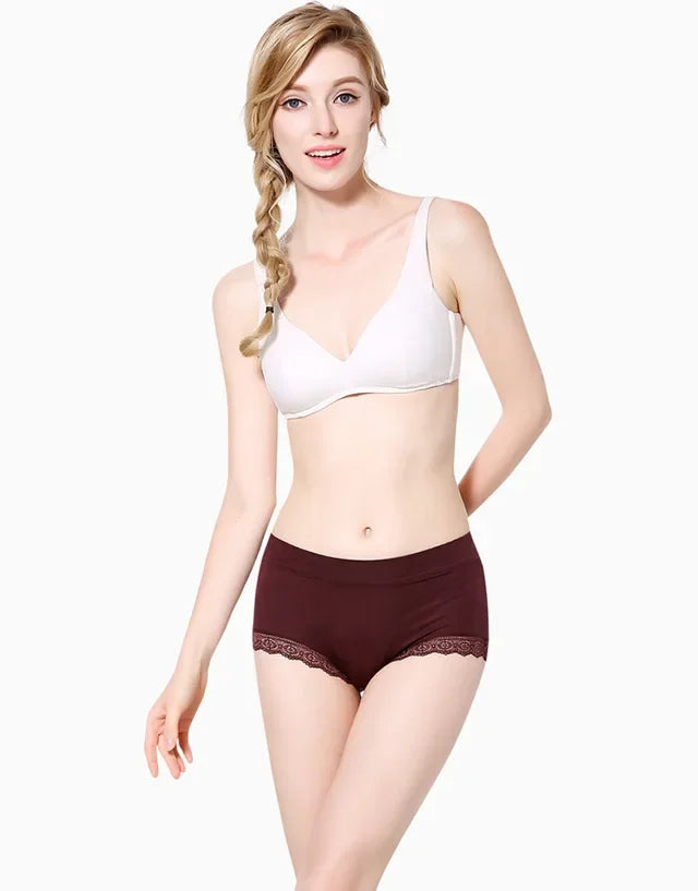 Ruffles Lace Underwear Woman High Waist Middle Aged Mother Spring Summer Modal Briefs Comfortable Panties Нижнее Бельё Женское