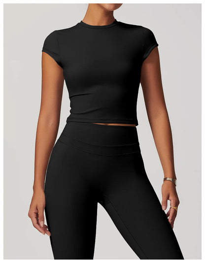 Women Yoga Top - Breathable Short Sleeve Shirt | Quick Dry Gym Top, Lightweight