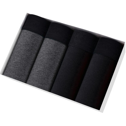 Mens Cotton Boxer Shorts - 4-Pack Underwear Set Soft and Comfortable