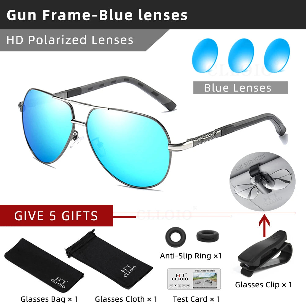 Polarized Pilot Sunglasses - Men's Driving Glasses with Aluminum Frame, UV400 Protection