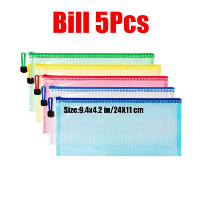 Zipper Document Bag - Waterproof Plastic Folder A4 A5 A3 File Organizer