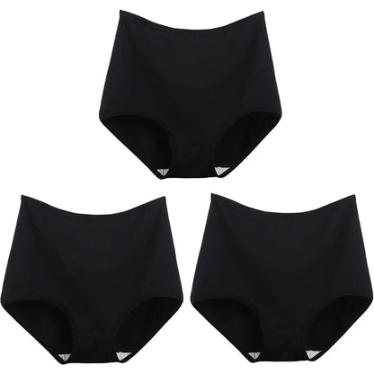 3pcs Cotton Women Panties Lady Plus Size Underwear Large Size High Waist Briefs Breathable Solid Color Female Lingerie