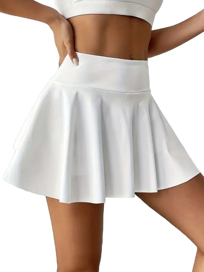 Women's Solid Color High Waist Tennis Pleated Skirts Inner Pocket Quick Dry Sports Shorts Running Fitness Skirts