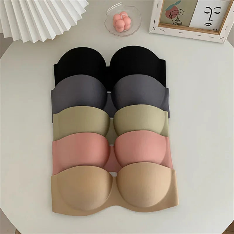 Women Sexy Strapless Bra Push Up Padded Bras Female Underwear Seamless Invisible Bralette Without Straps Ladies Lingerie Bras