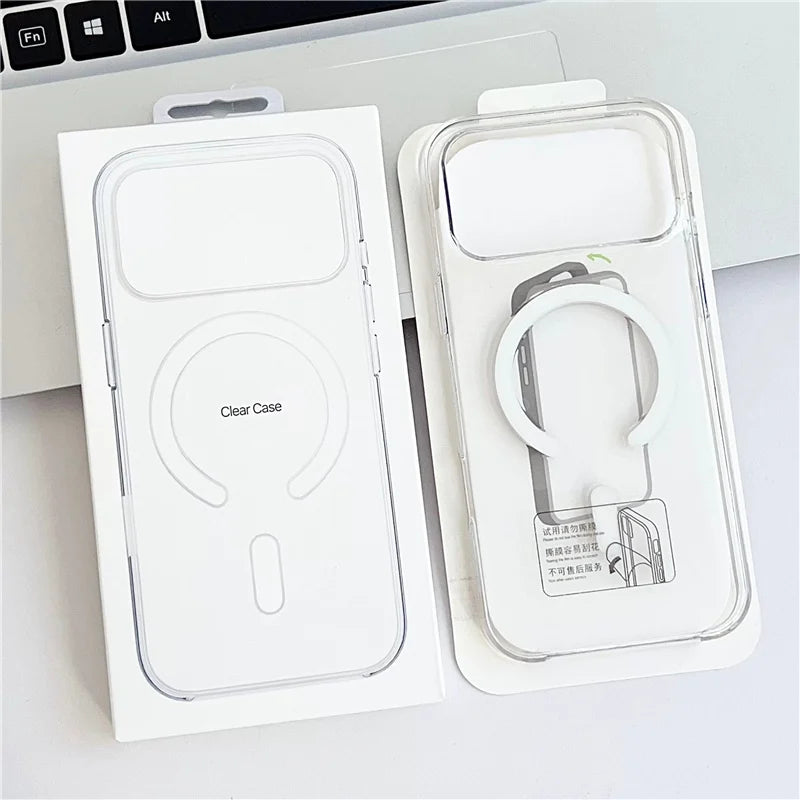 Original Magnetic Animation Clear Case For iPhone 17 16 15 14 13 17Pro Max Boxed Hard Cover For Magsafe Wireless Charging