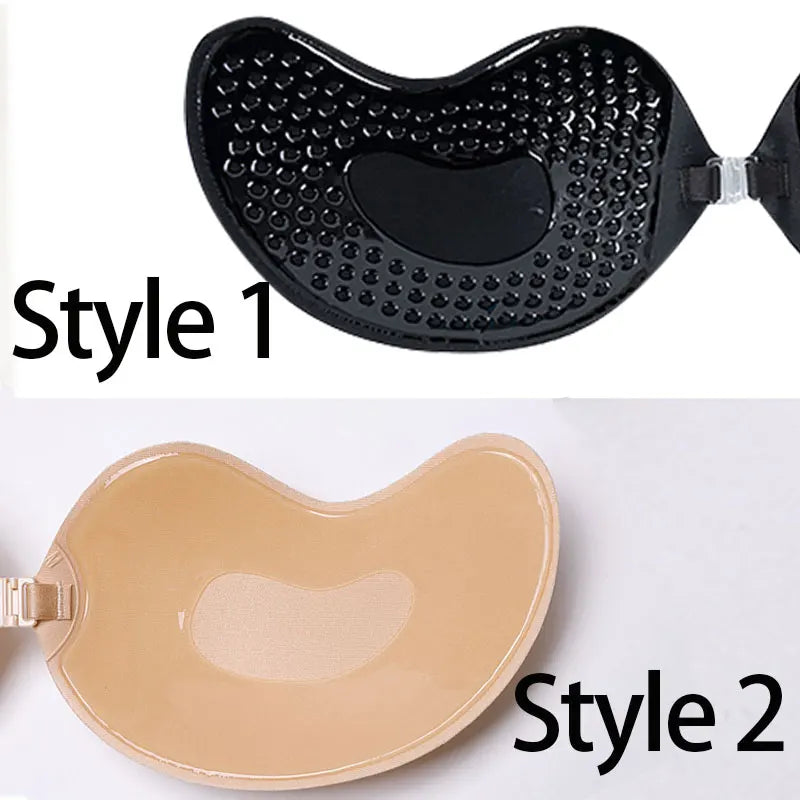 Invisible Push Up Bra - Strapless Backless Seamless Front Closure Wireless Sticky Silicone Bra